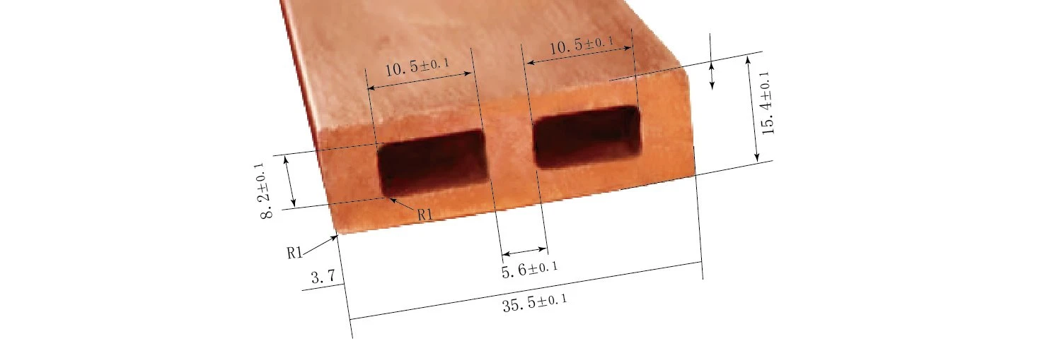 double bore copper tubing section